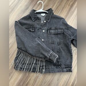 Lelis Black Denim Jacket with Diamond Fringe